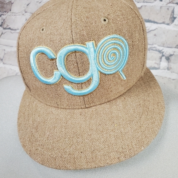 Vintage Candy Grind Logo Wool Snapback Hat Tan  Blue - Picture 3 of 10